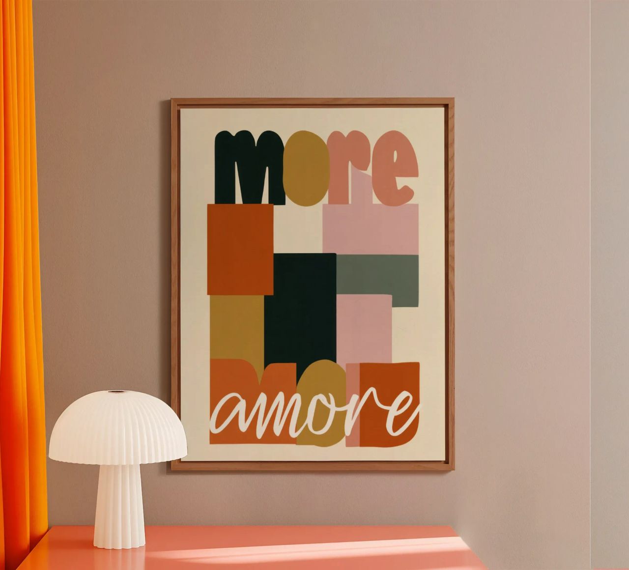 Plus Amore Bold 70s Boho Abstract Typography alu dibond de Modern Muse