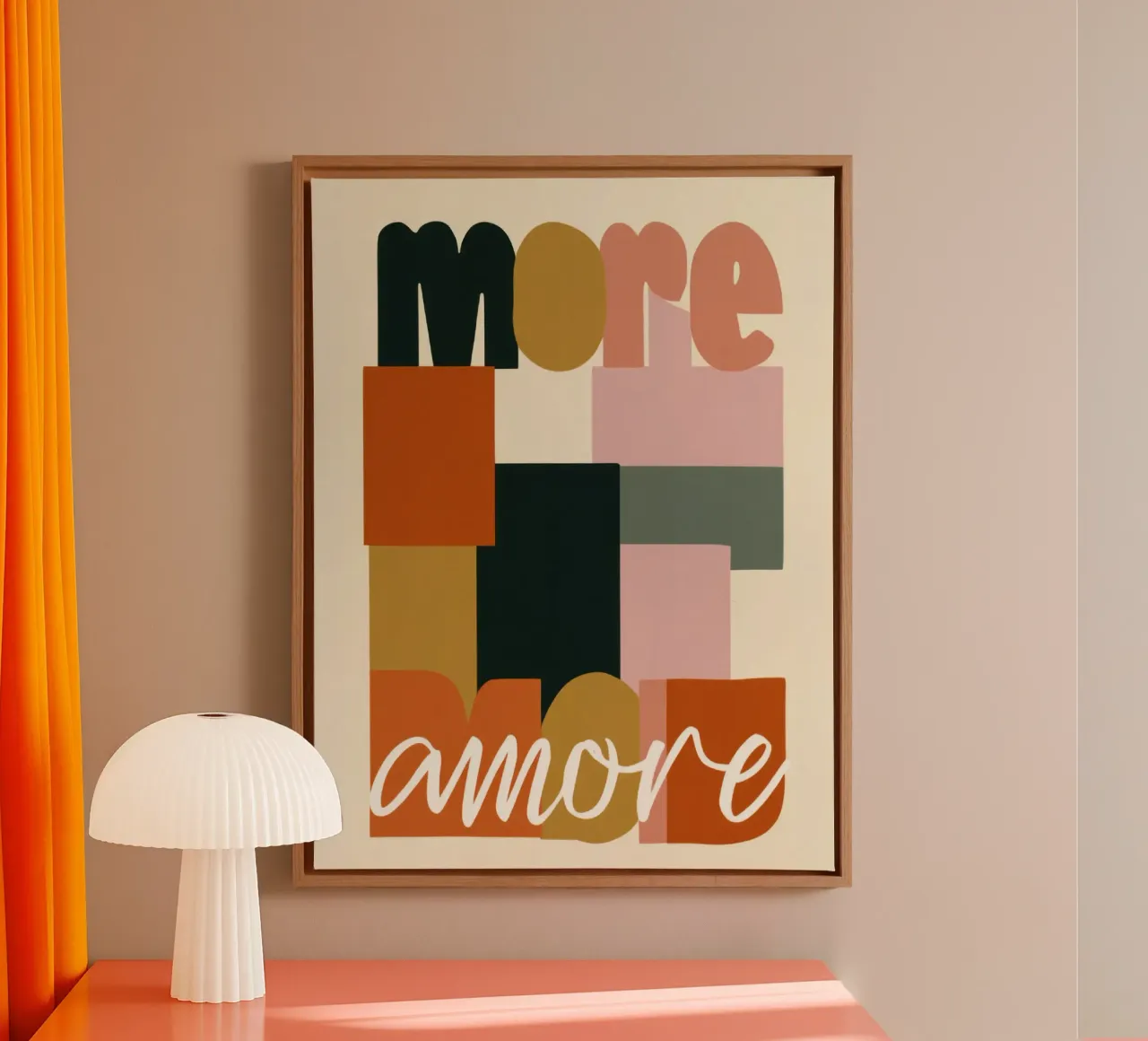 Meer Amore Gedurfde 70s Boho Abstracte Typografie canvas van Modern Muse