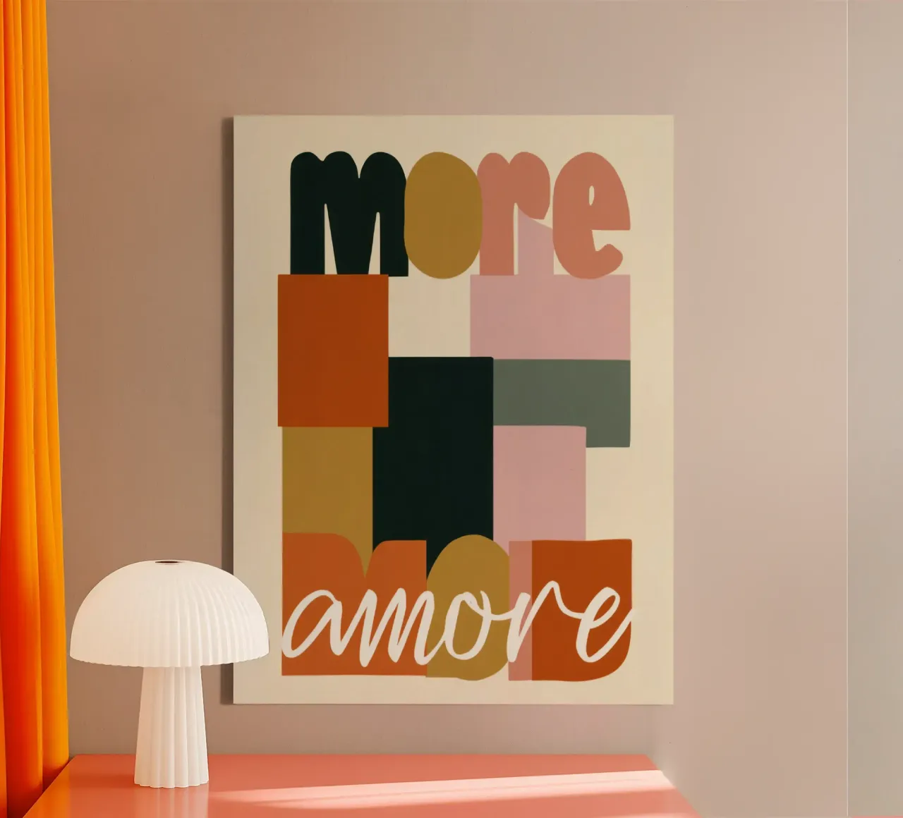 Meer Amore Gedurfde 70s Boho Abstracte Typografie canvas van Modern Muse