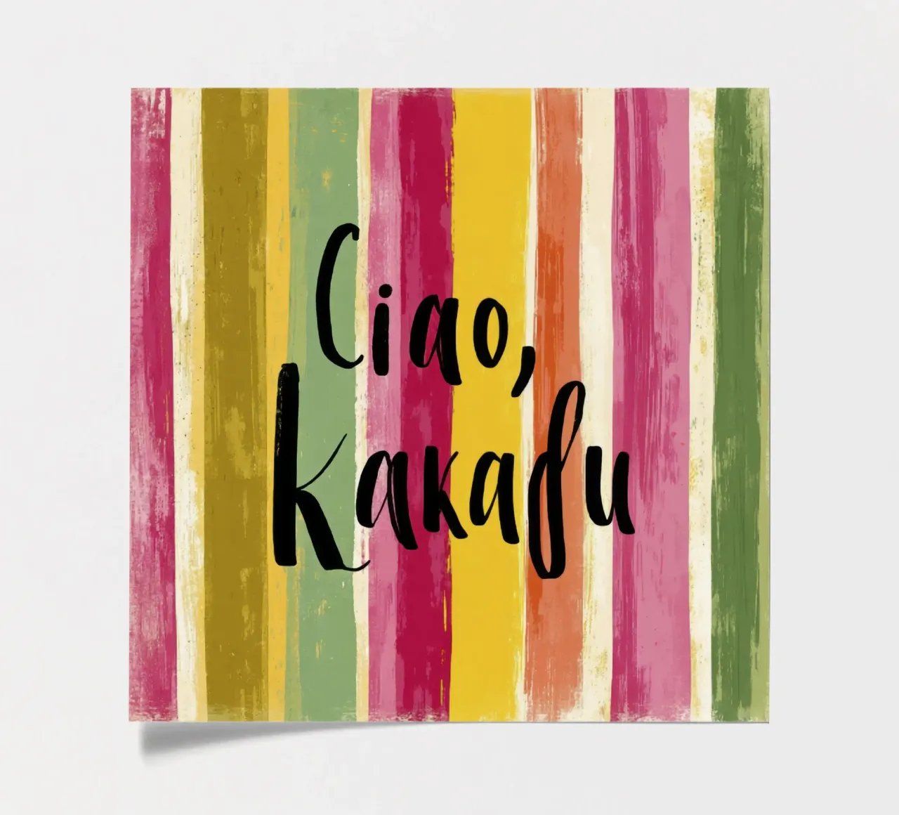 Ciao Kakadu: tipografia in grassetto su strisce colorate retrò foglio adesivo da Modern Muse