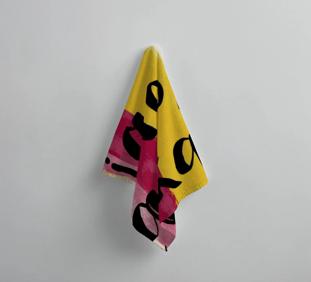 Ciao Kakadu Bold Typography on Colorful Retro Stripes towel by Modern Muse