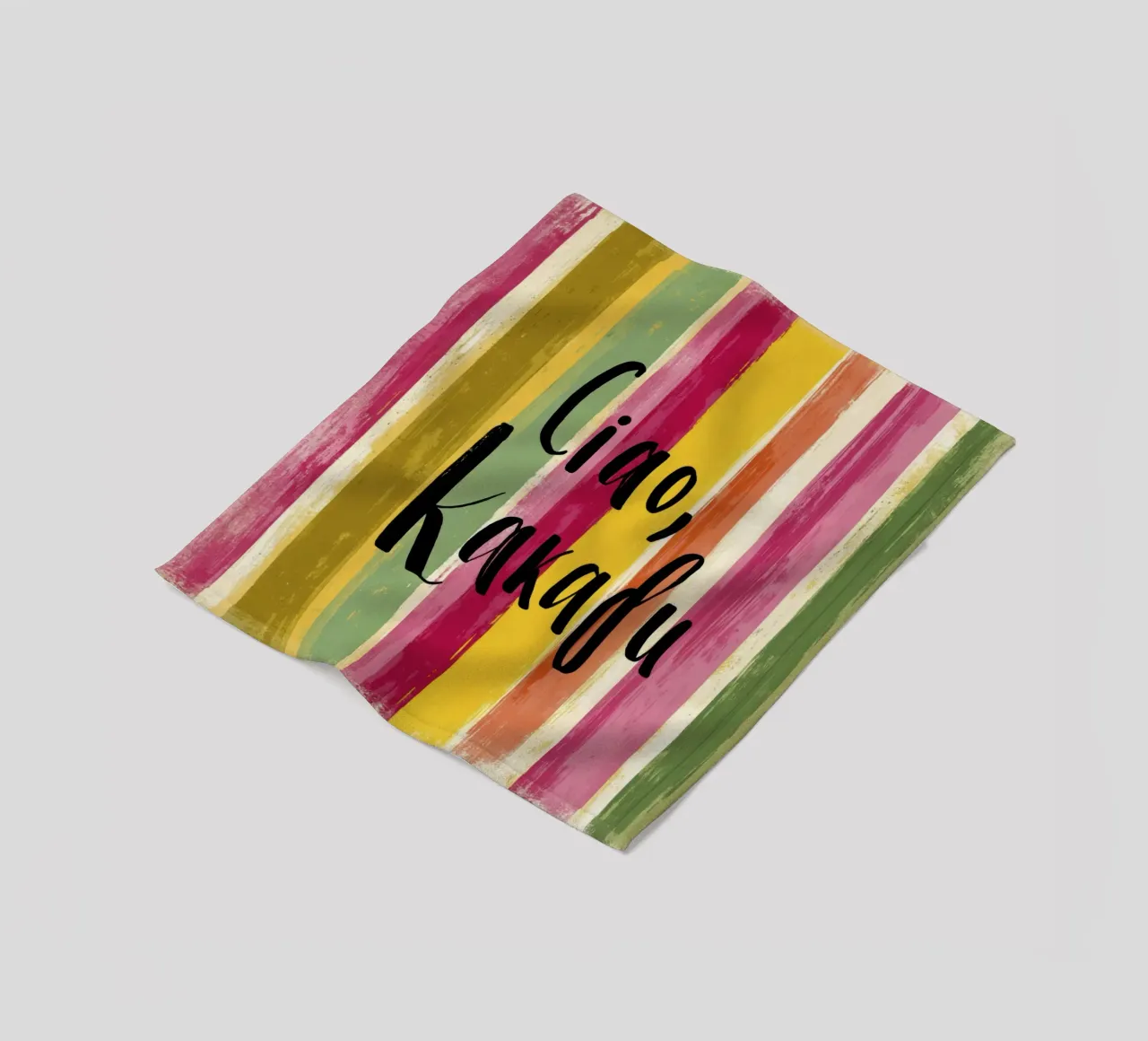 Ciao Kakadu: tipografia in grassetto su strisce colorate retrò coperta in pile da Modern Muse