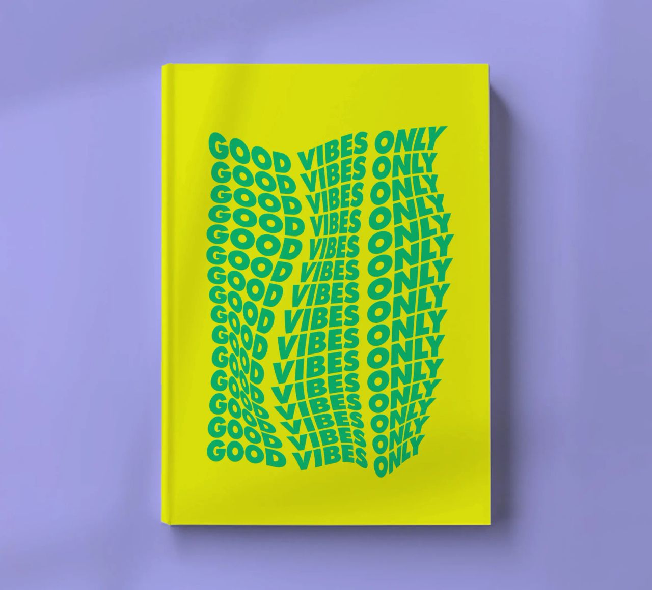 Good Vibes Only Wavy Typography Print in Green and Yellow notebook by THE MOTIVATED TYPE