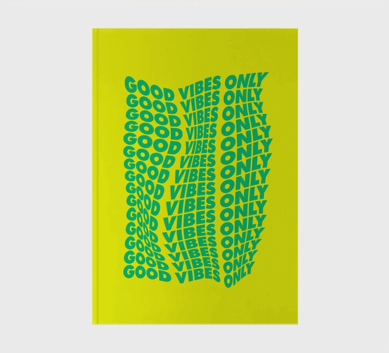 Good Vibes Only Wavy Typography Print in Green and Yellow notebook by THE MOTIVATED TYPE