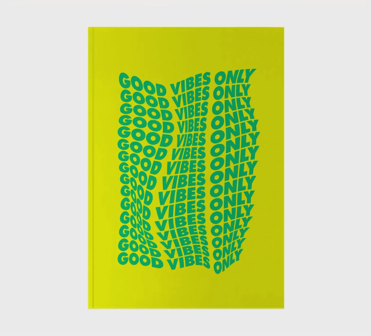 Good Vibes Only Typographie ondulée imprimée en vert et jaune carnet de notes de THE MOTIVATED TYPE