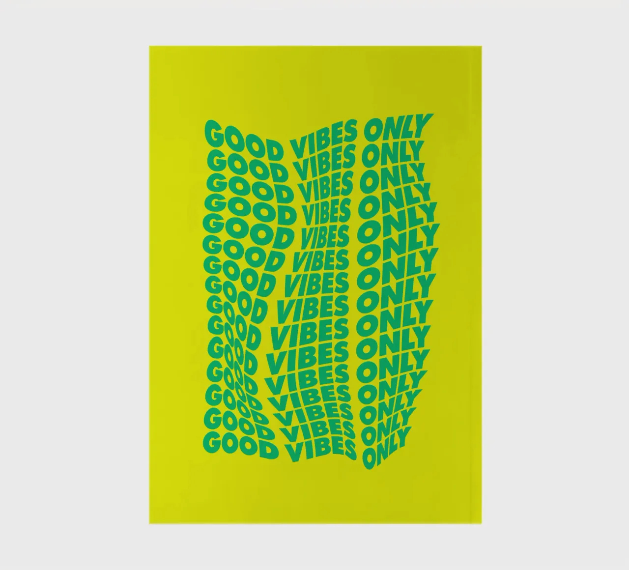 Good Vibes Only Typographie ondulée imprimée en vert et jaune carnet de notes de THE MOTIVATED TYPE