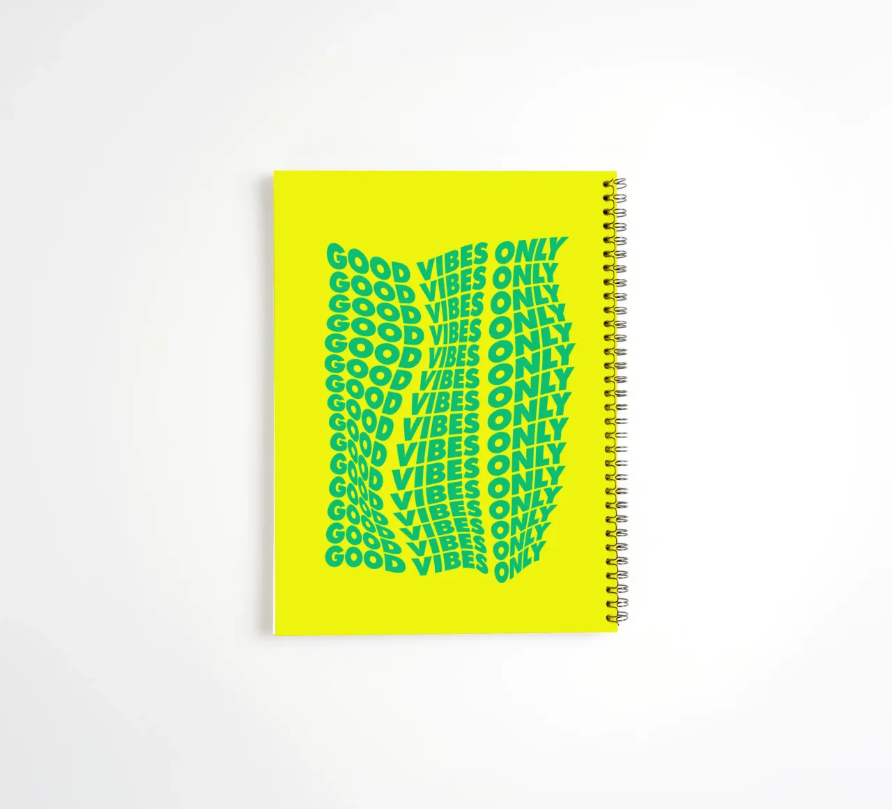 Good Vibes Only Wavy Typography Druck in Grün und Gelb Ringbuch von THE MOTIVATED TYPE
