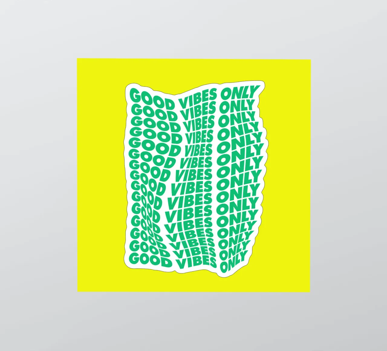 Good Vibes Only Wavy Typography Print in Green and Yellow sticker by THE MOTIVATED TYPE
