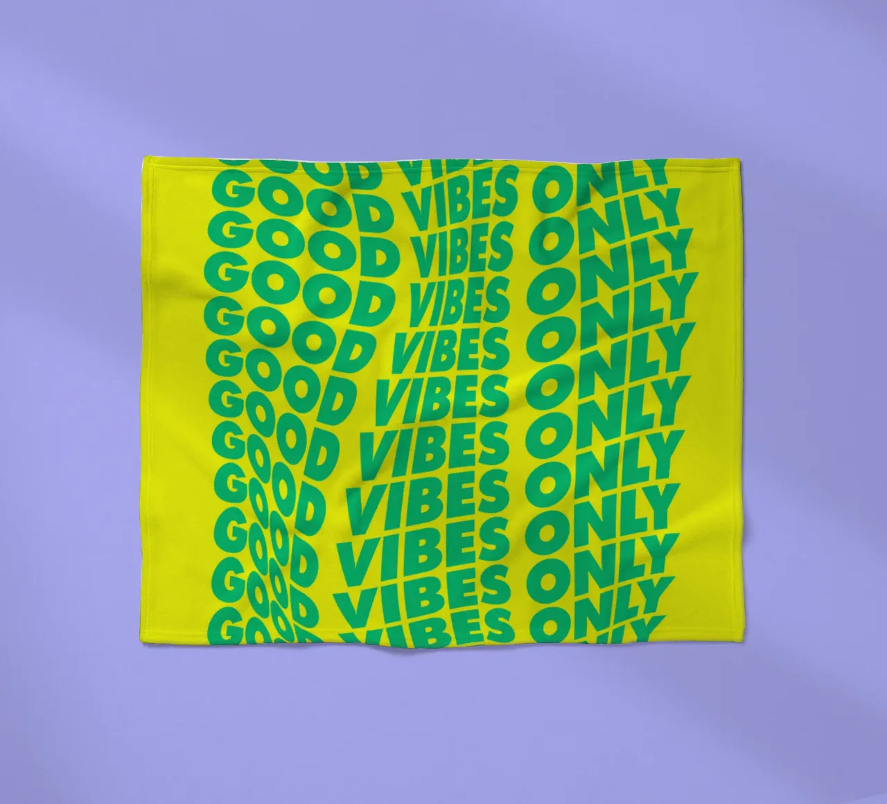 Good Vibes Only Wavy Typography Print in Green and Yellow fleece blanket by THE MOTIVATED TYPE