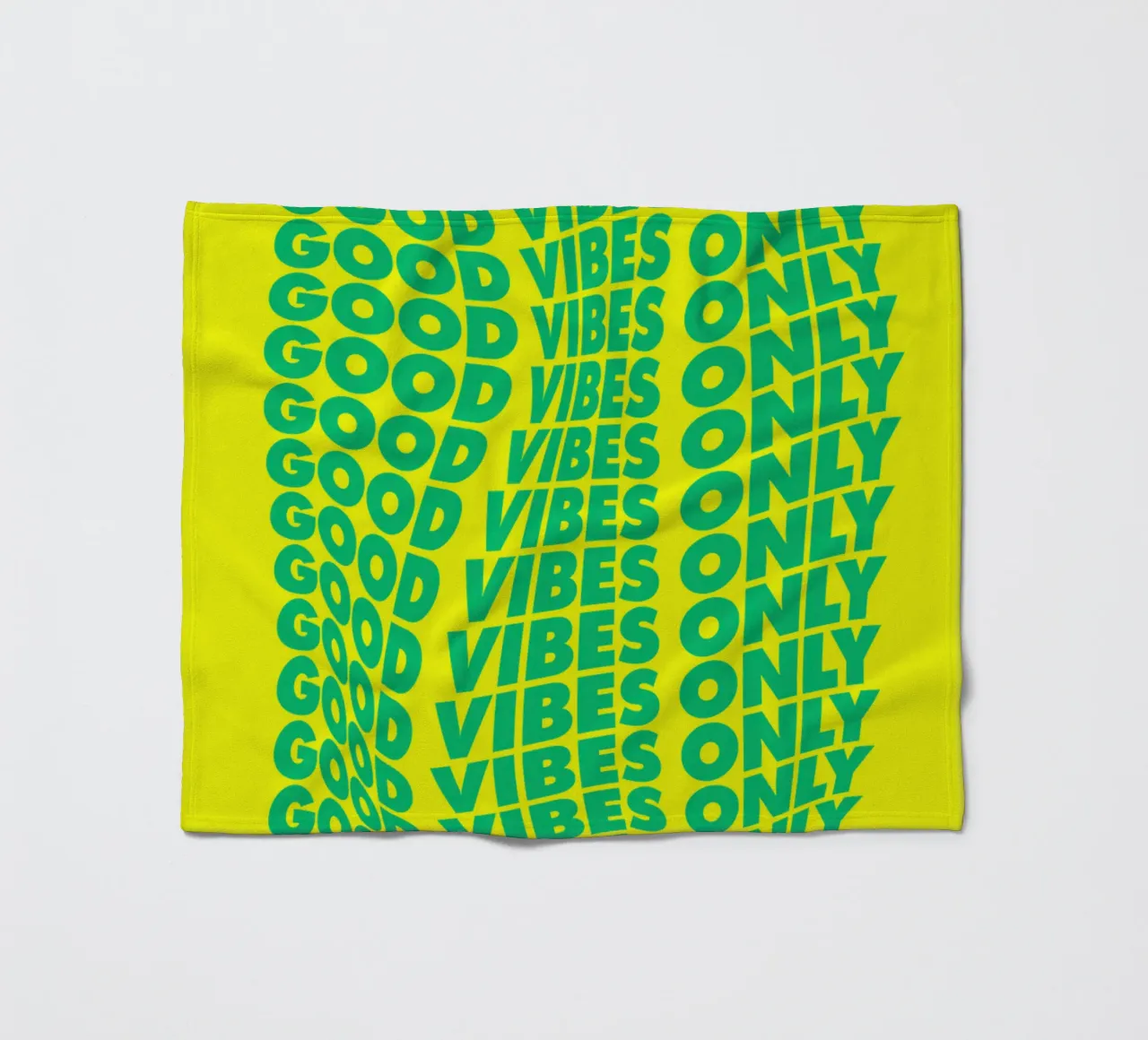 Good Vibes Only Wavy Typography Print in Green and Yellow fleece blanket by THE MOTIVATED TYPE