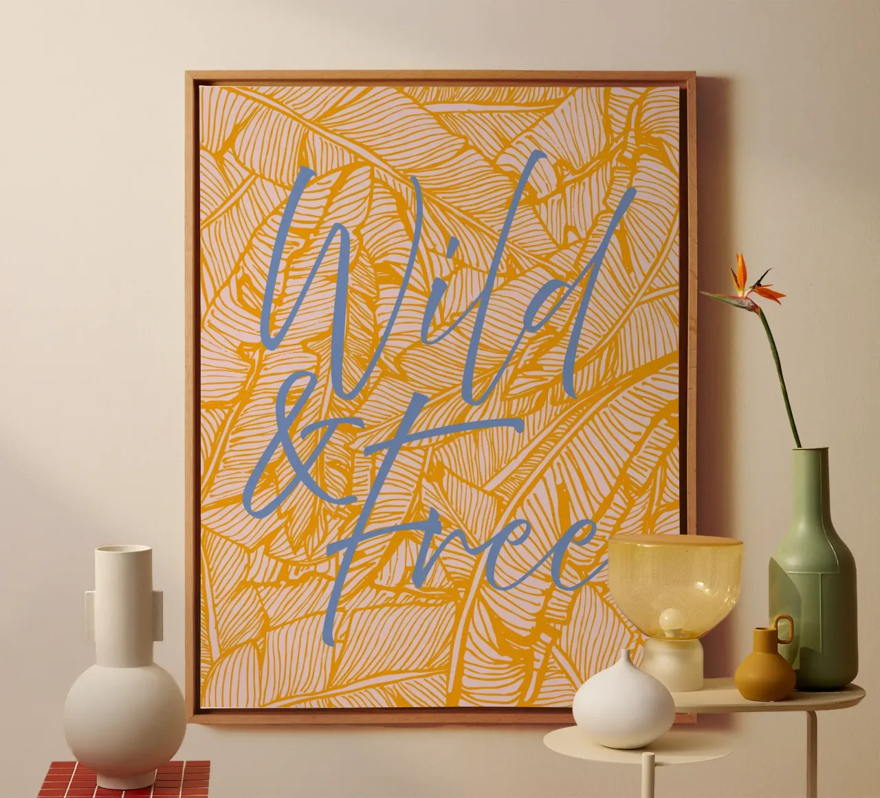 Wild & Free Vivid Version Leinwand mit Schattenfugenrahmen von designdn