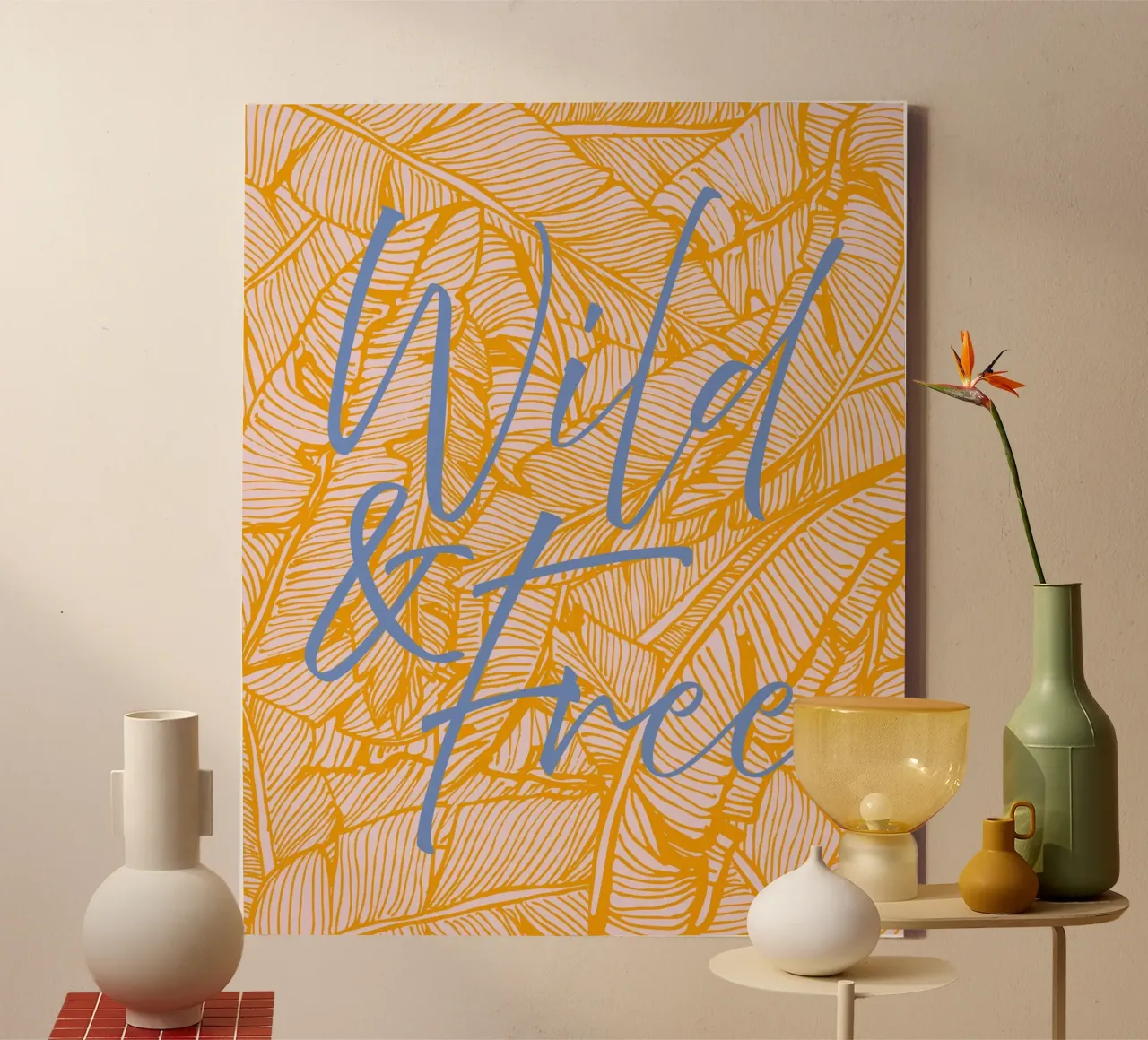 Wild & Free Vivid Version Leinwand mit Schattenfugenrahmen von designdn