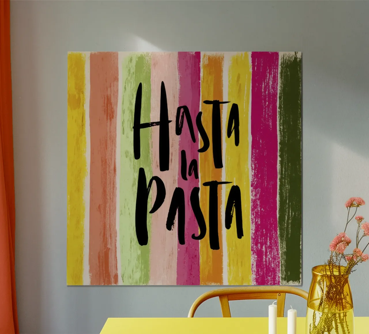 Hasta la Pasta: tipografia in grassetto su strisce retrò poster da Modern Muse