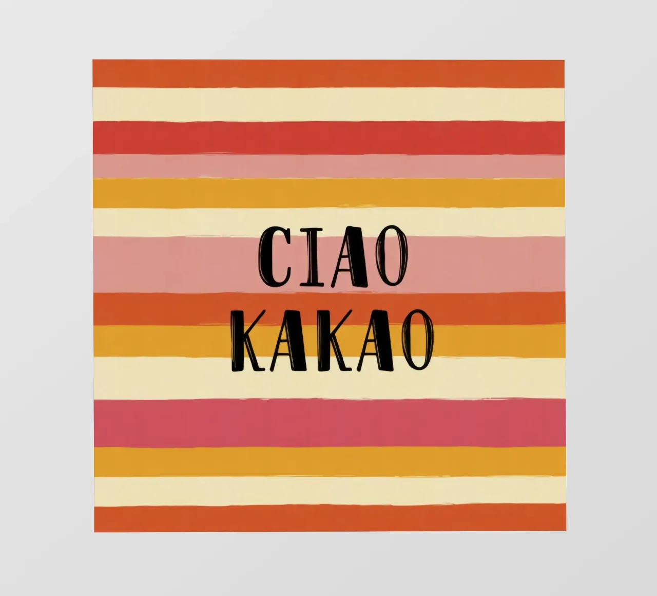 Ciao Kakao tipografia in grassetto su sfondo a righe retrò anni '70 pellicola backlit da Modern Muse