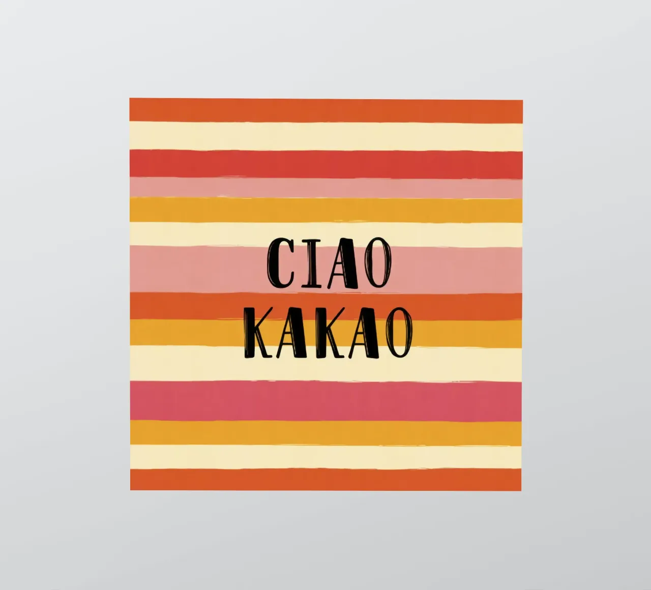 Ciao Kakao Bold Typography on 70s Retro Striped Background sticker by Modern Muse