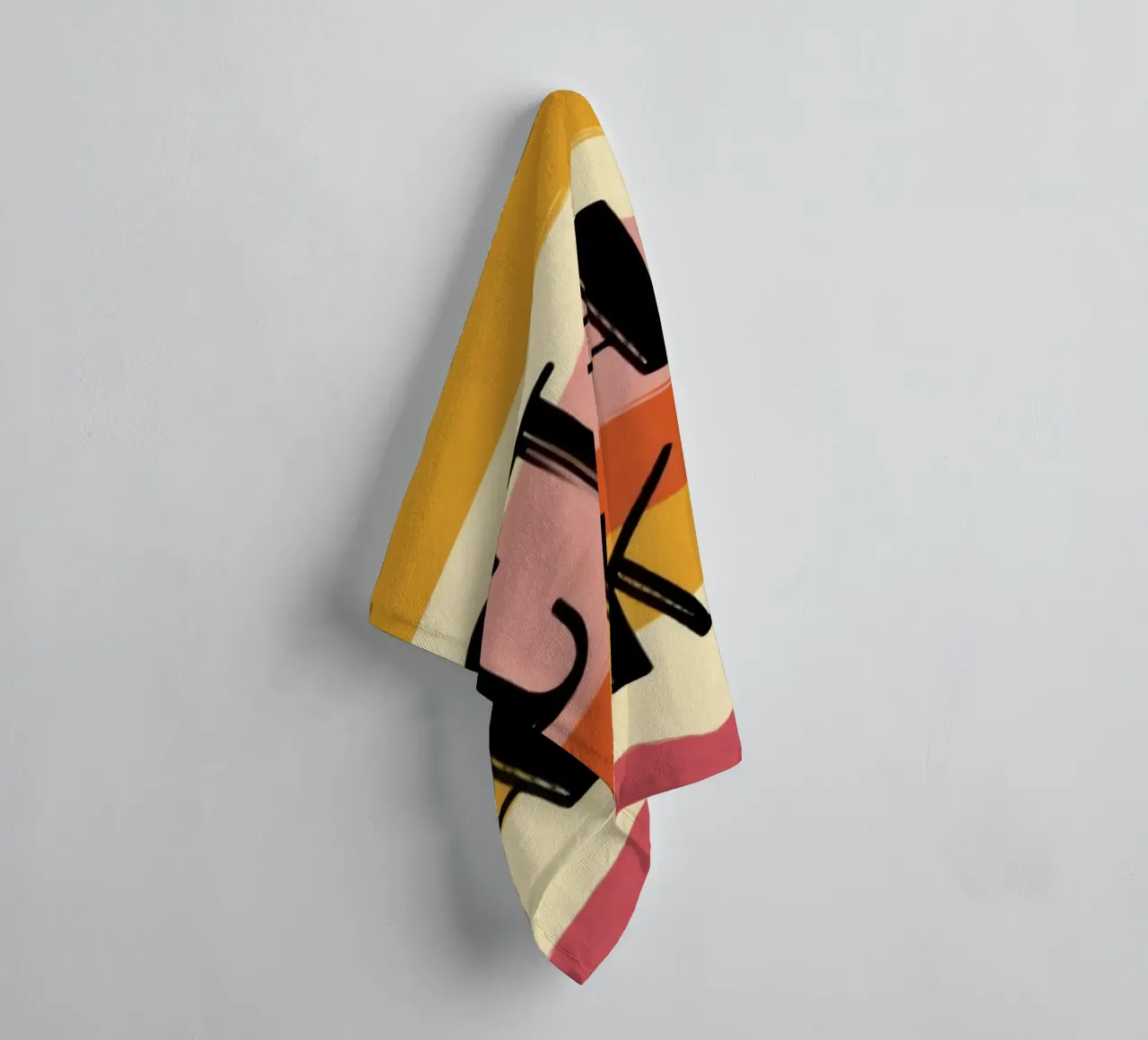 Ciao Kakao Bold Typography on 70s Retro Striped Background towel by Modern Muse