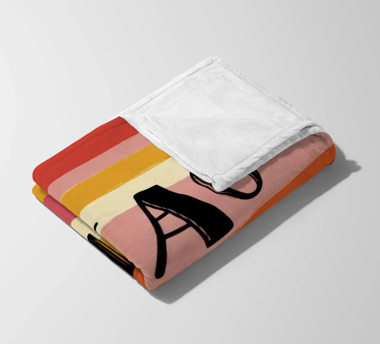 Ciao Kakao tipografia in grassetto su sfondo a righe retrò anni '70 coperta in pile da Modern Muse