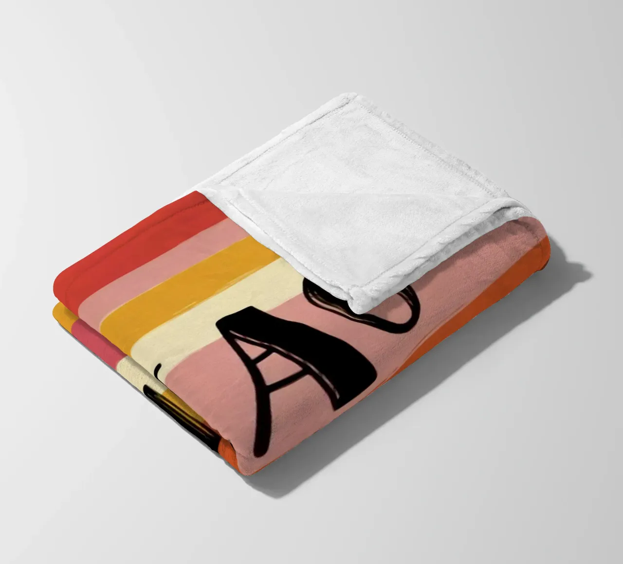 Ciao Kakao tipografia in grassetto su sfondo a righe retrò anni '70 coperta in pile da Modern Muse