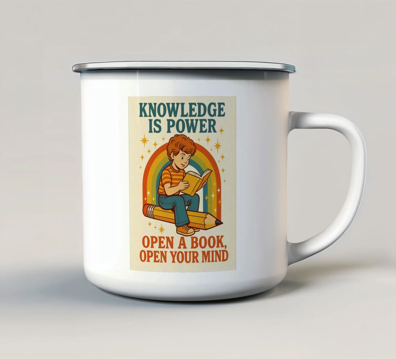 Knowledge is power tazza in smalto da ramosashop