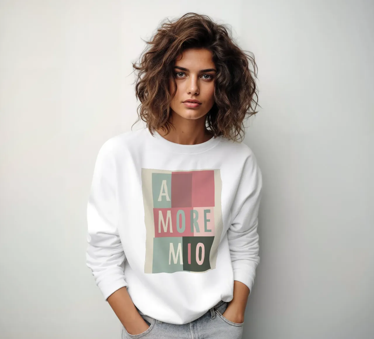 Amore Mio Tipografia in grassetto pastello con forme geometriche felpa da Modern Muse
