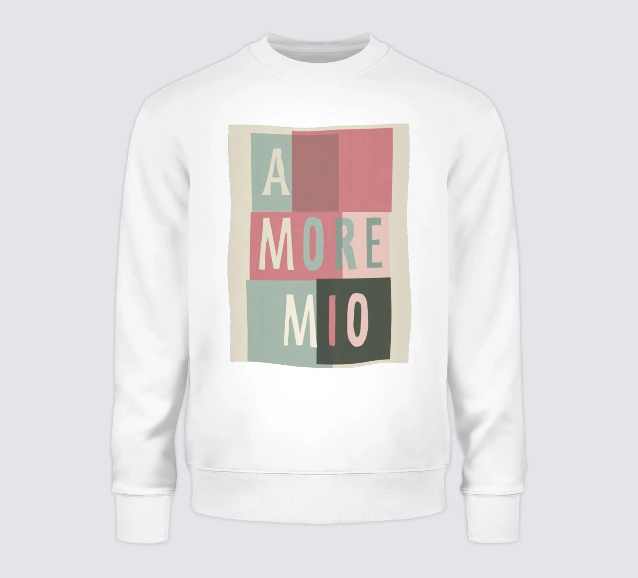 Amore Mio Tipografia in grassetto pastello con forme geometriche felpa da Modern Muse