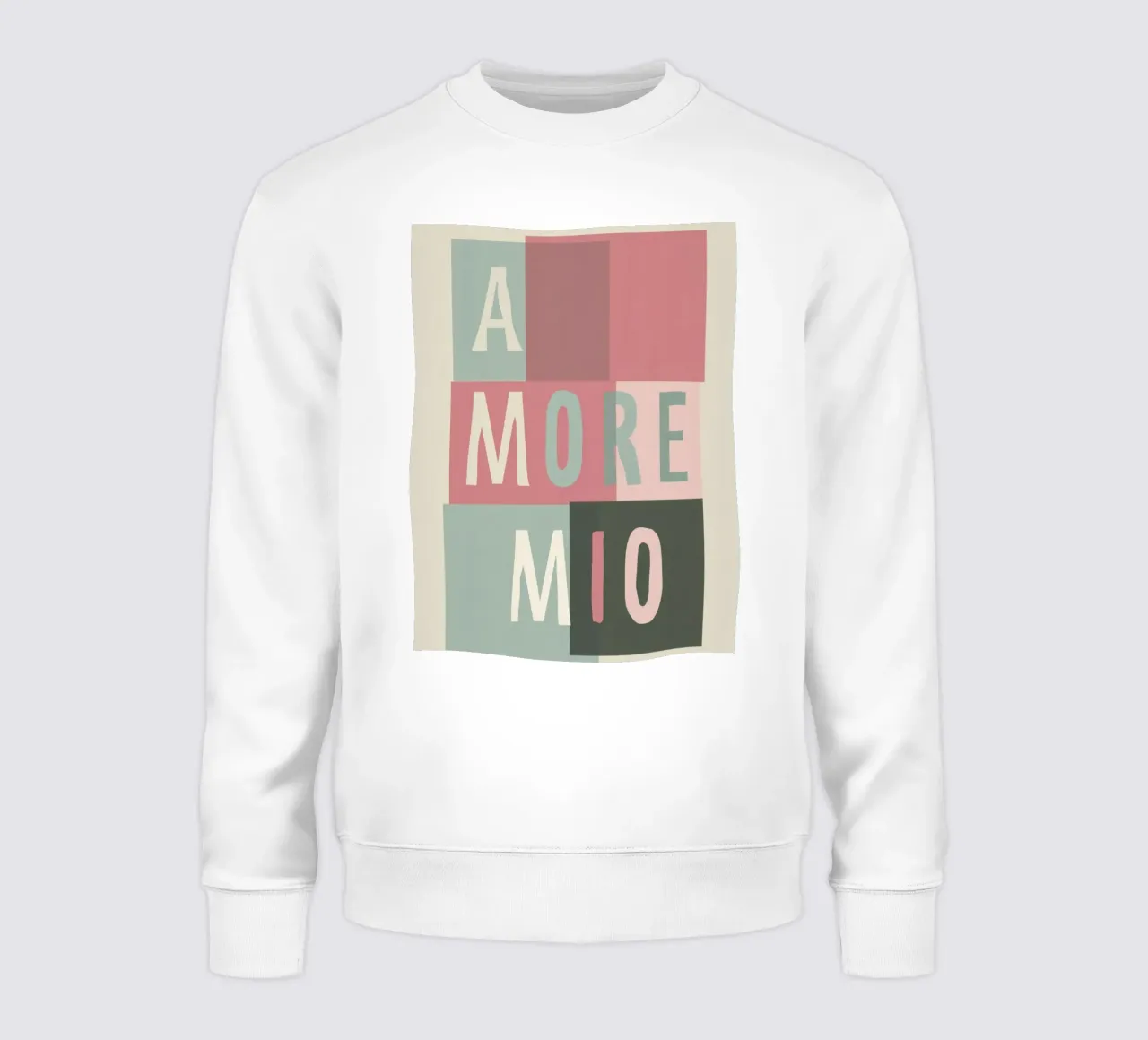 Amore Mio Tipografia in grassetto pastello con forme geometriche felpa da Modern Muse