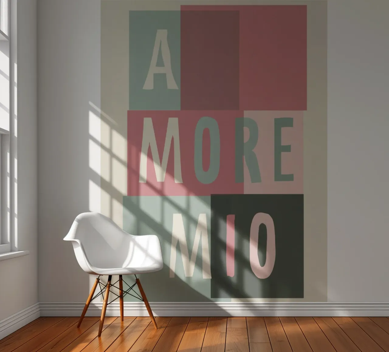 Amore Mio Tipografía en tonos pastel con formas geométricas papel para pared de Modern Muse