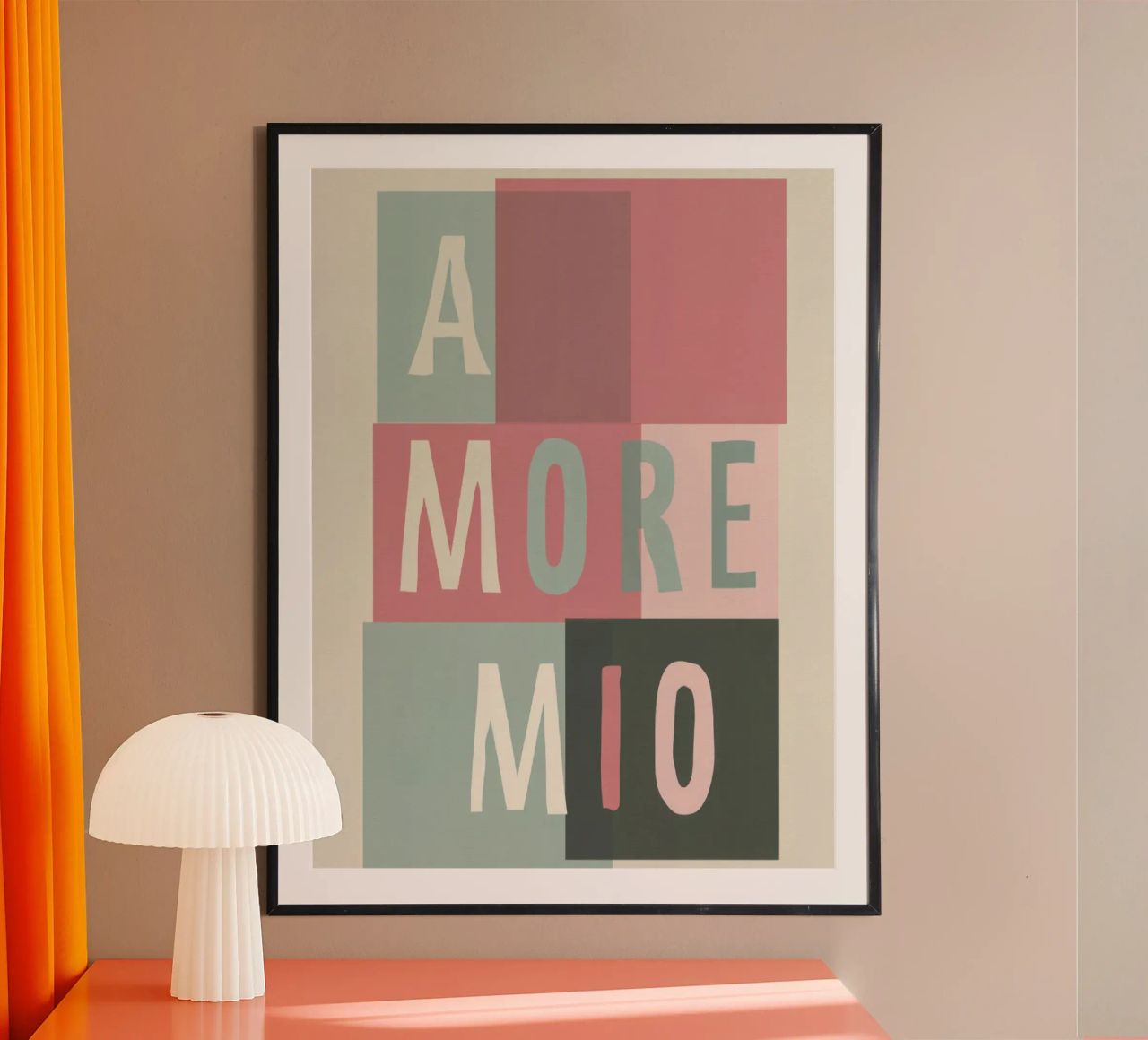 Amore Mio Tipografia in grassetto pastello con forme geometriche poster da Modern Muse