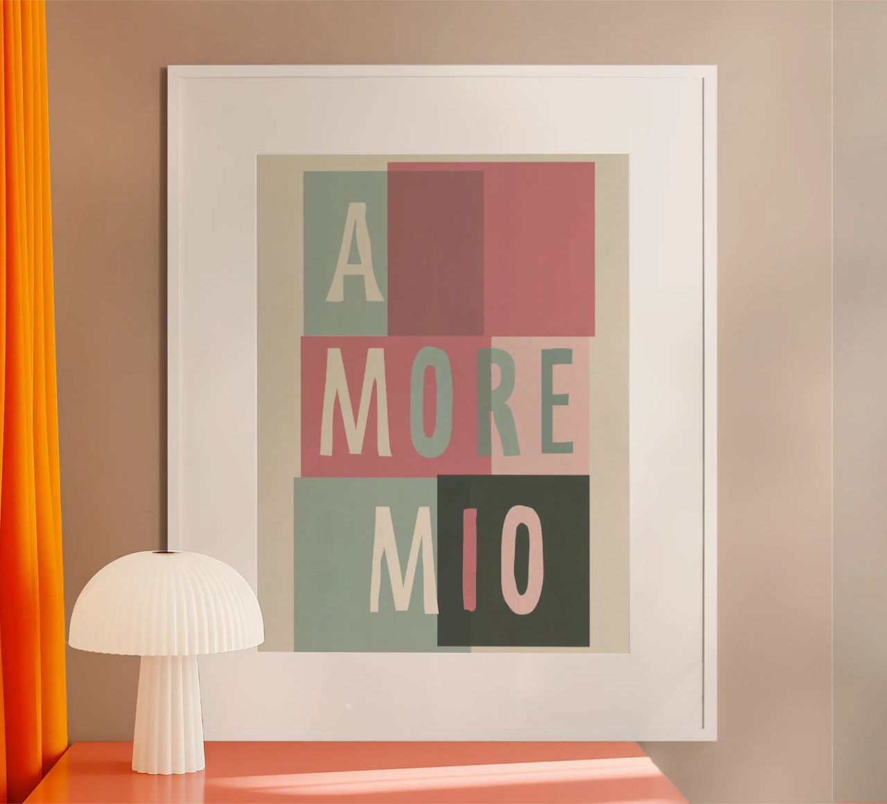 Amore Mio Tipografia in grassetto pastello con forme geometriche poster da Modern Muse