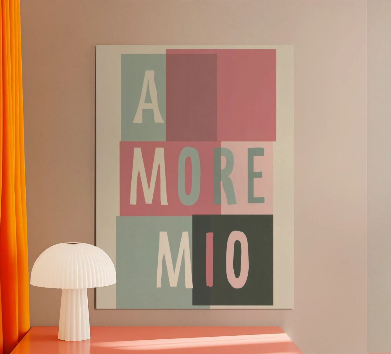Amore Mio Tipografia in grassetto pastello con forme geometriche poster da Modern Muse