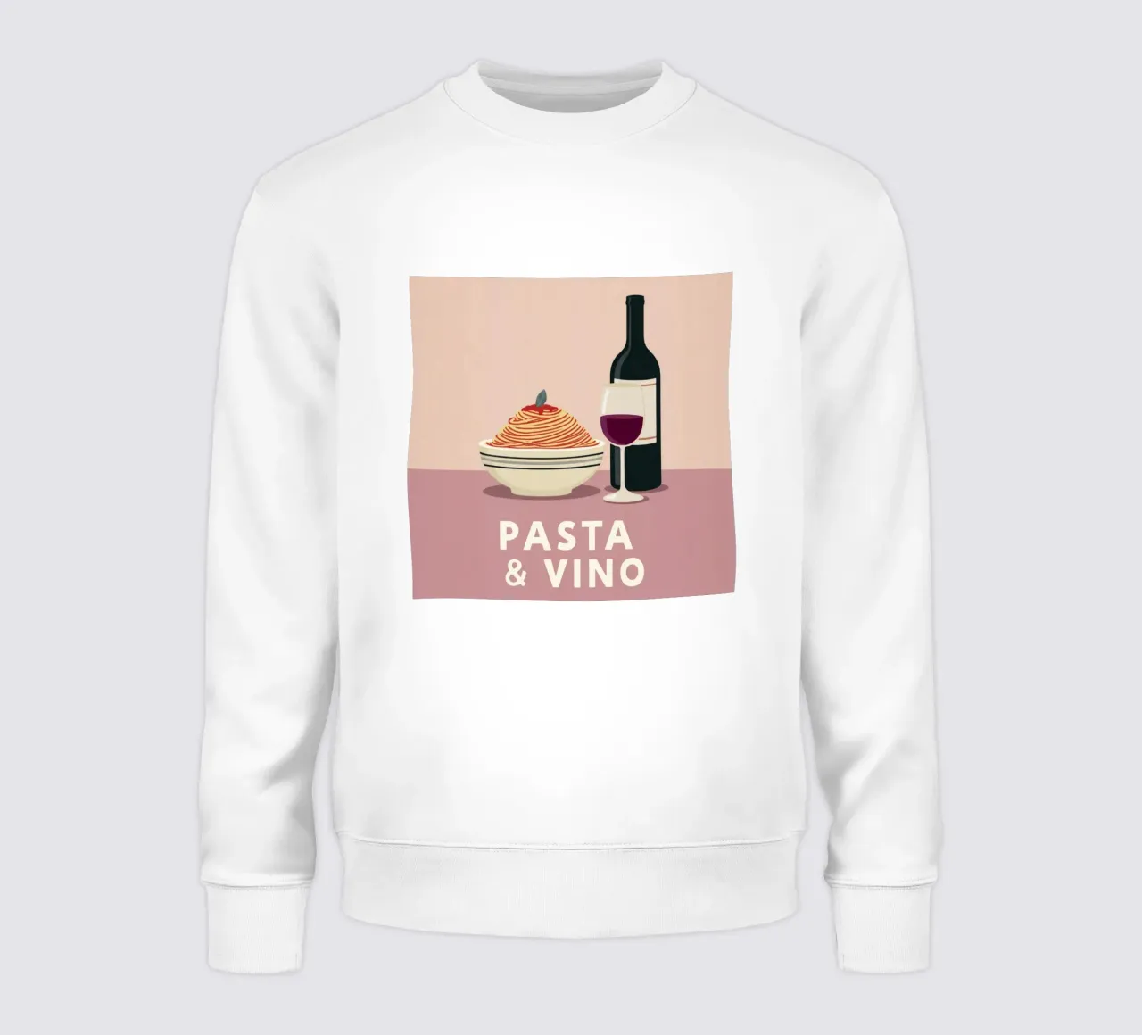 Pasta & Vino Tipografia retrò in grassetto con spaghetti e vino felpa da Modern Muse