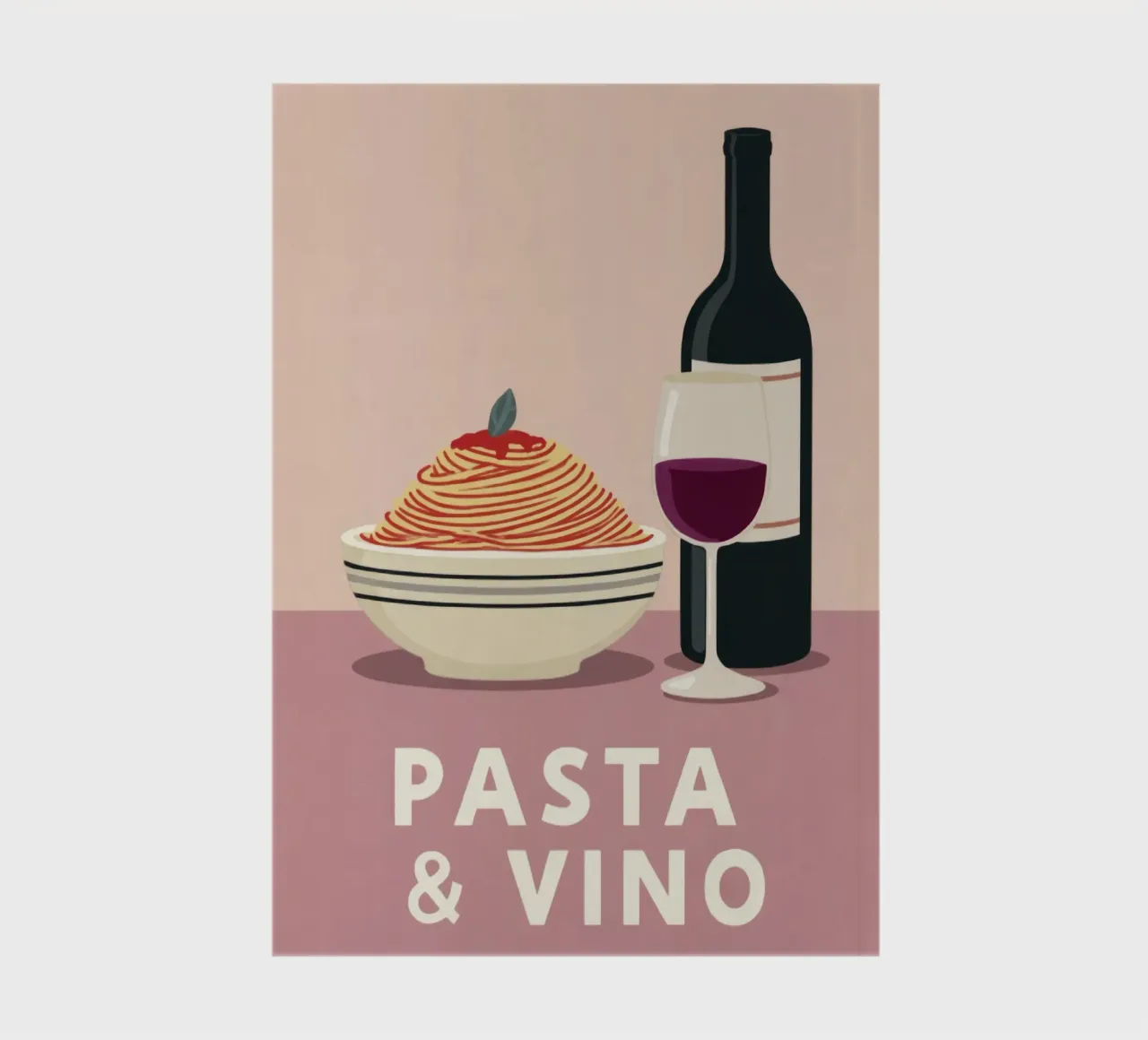 Pasta & Vino Bold Retro Typography with Spaghetti and Wine notebook by Modern Muse