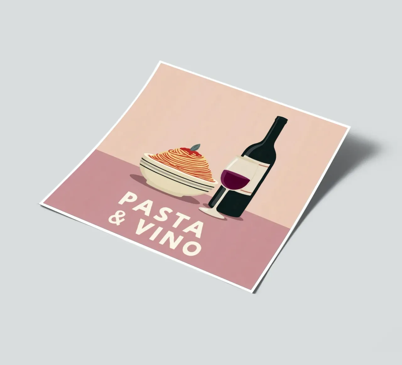 Pasta & Vino Bold Retro Typography with Spaghetti and Wine sticker sheet by Modern Muse