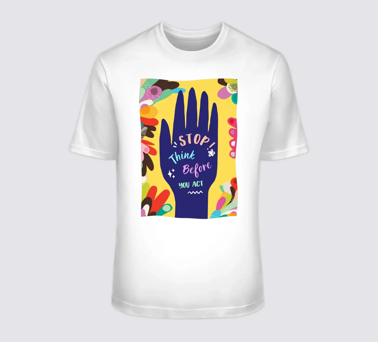 Message Art | Stop Think Before You Act Print t-shirt de NorwesClub