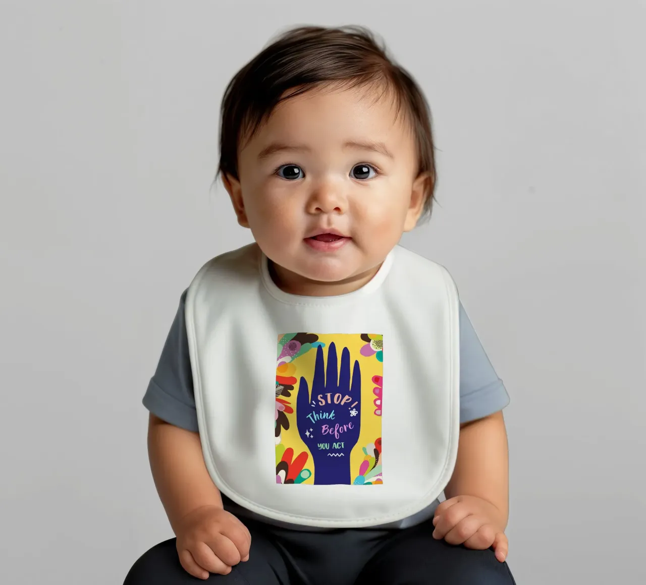 Message Art | Stop Think Before You Act Stampa bavaglino da NorwesClub