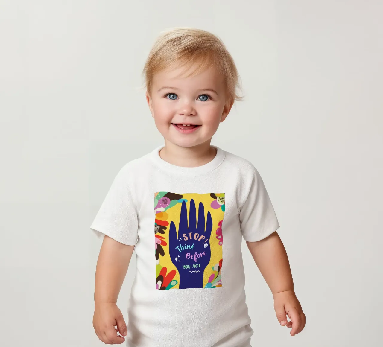 Message Art | Stop Think Before You Act Stampa maglietta neonato da NorwesClub