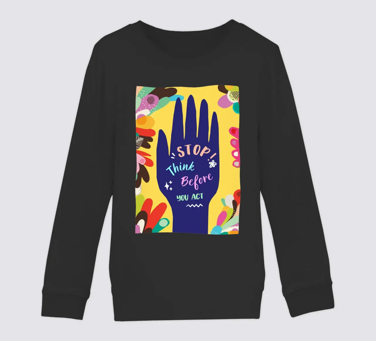 Message Art | Stop Think Before You Act Stampa felpa bambino da NorwesClub