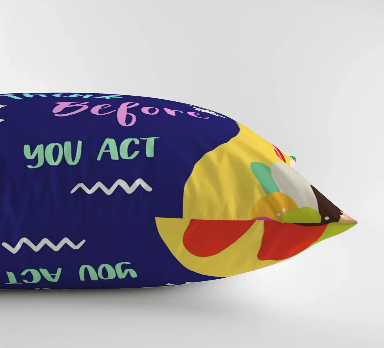 Message Art | Stop Think Before You Act Druck Kissen von NorwesClub