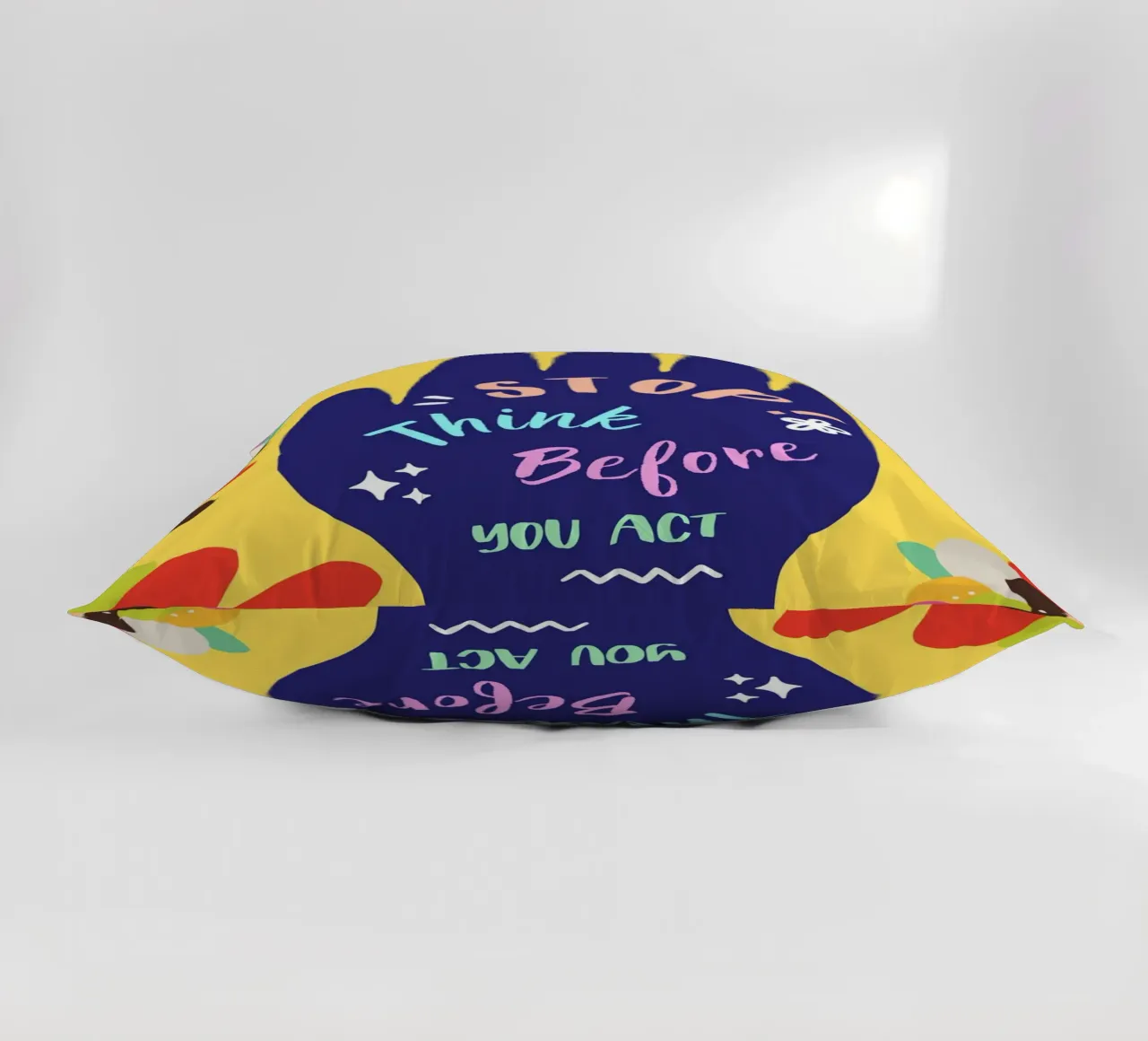 Message Art | Stop Think Before You Act Druck Kissen von NorwesClub