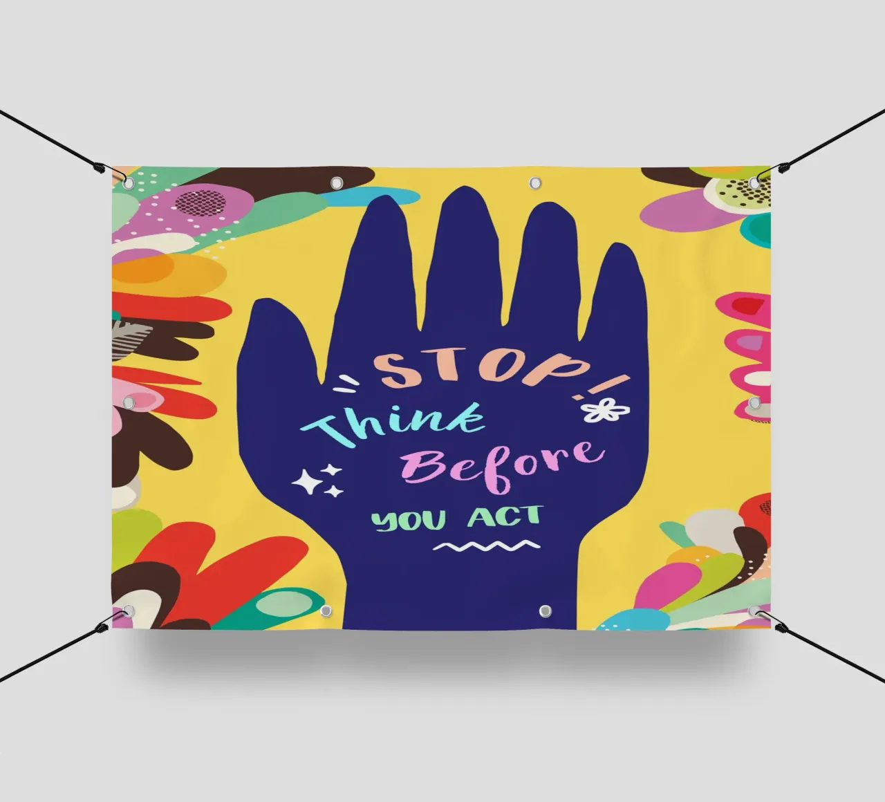 Message Art | Stop Think Before You Act Stampa telo in pvc da NorwesClub