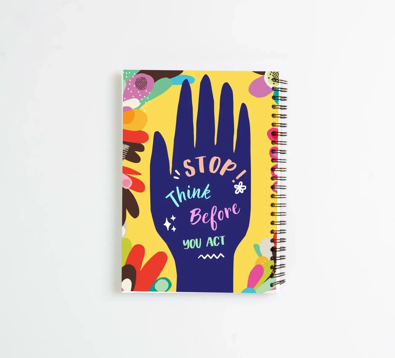 Message Art | Stop Think Before You Act Print spiral notebook by NorwesClub