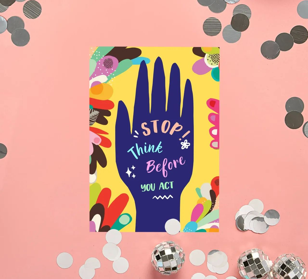 Message Art | Stop Think Before You Act Print autocollant de NorwesClub