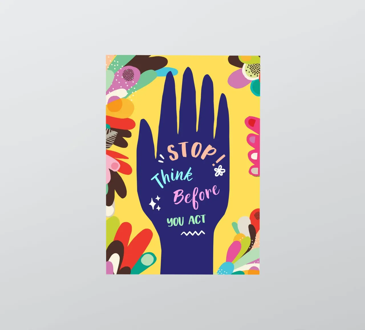 Message Art | Stop Think Before You Act Print autocollant de NorwesClub