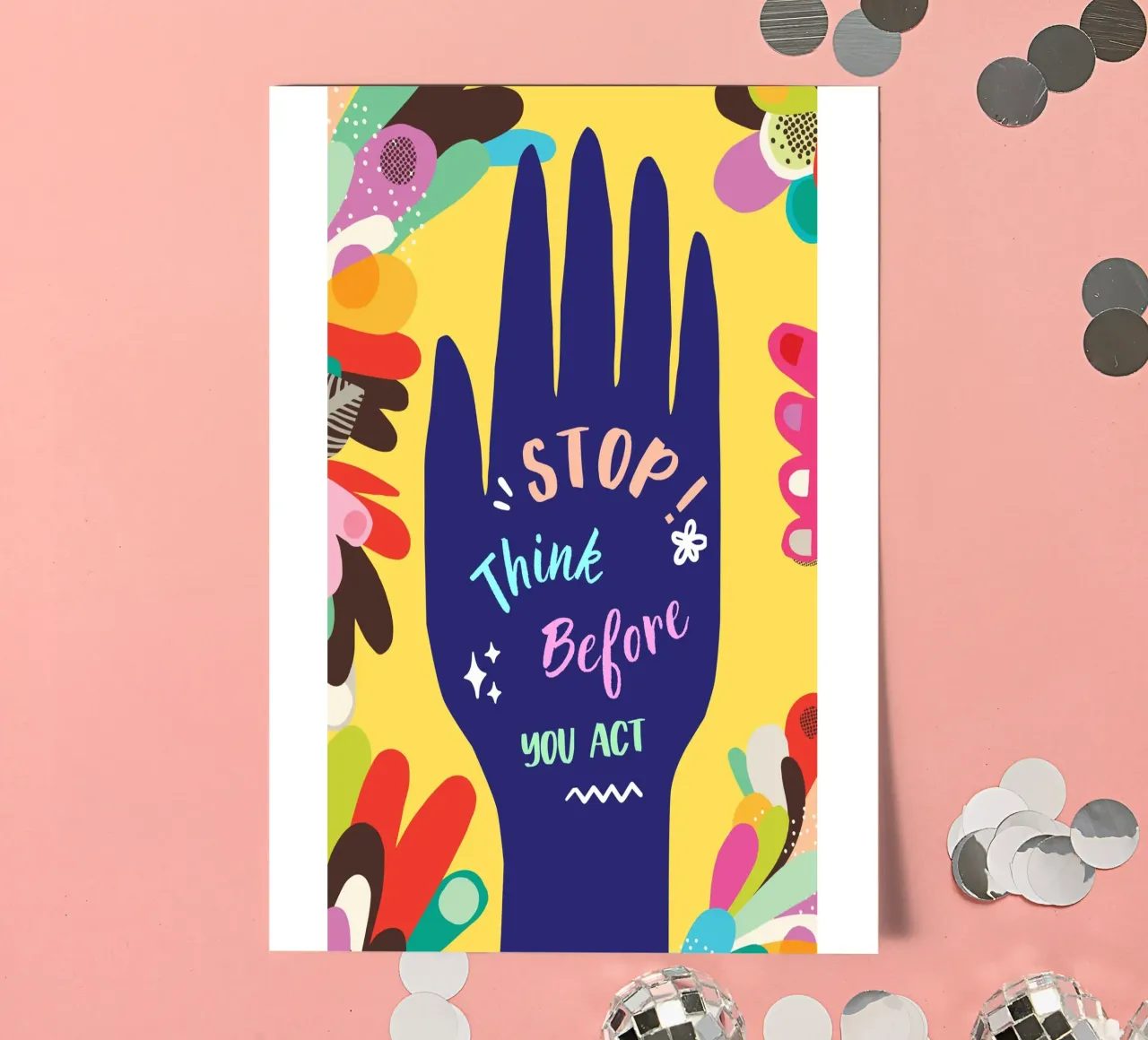 Message Art | Stop Think Before You Act Print planche autocollant de NorwesClub