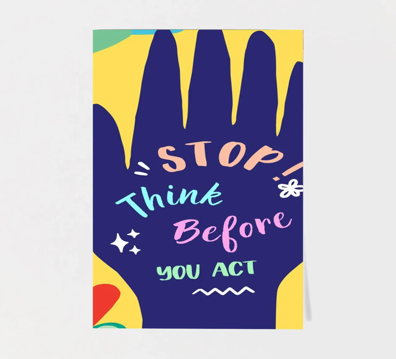 Message Art | Stop Think Before You Act Print planche autocollant de NorwesClub