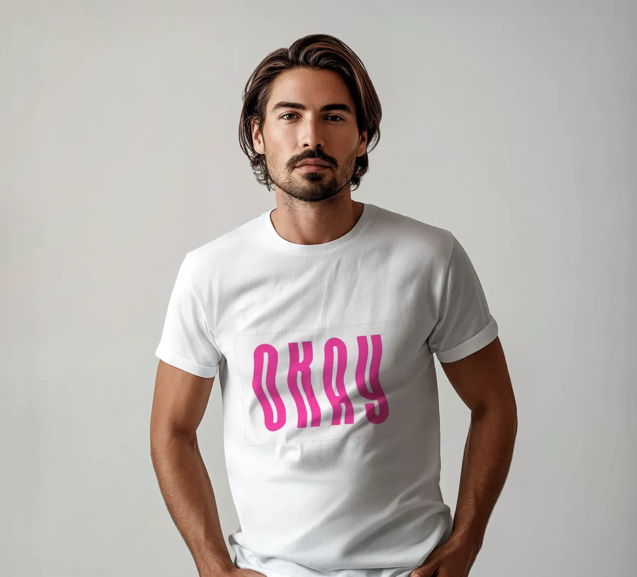 Typografische Kunst | Gewellter OKAY Text Druck T-Shirt von NorwesClub