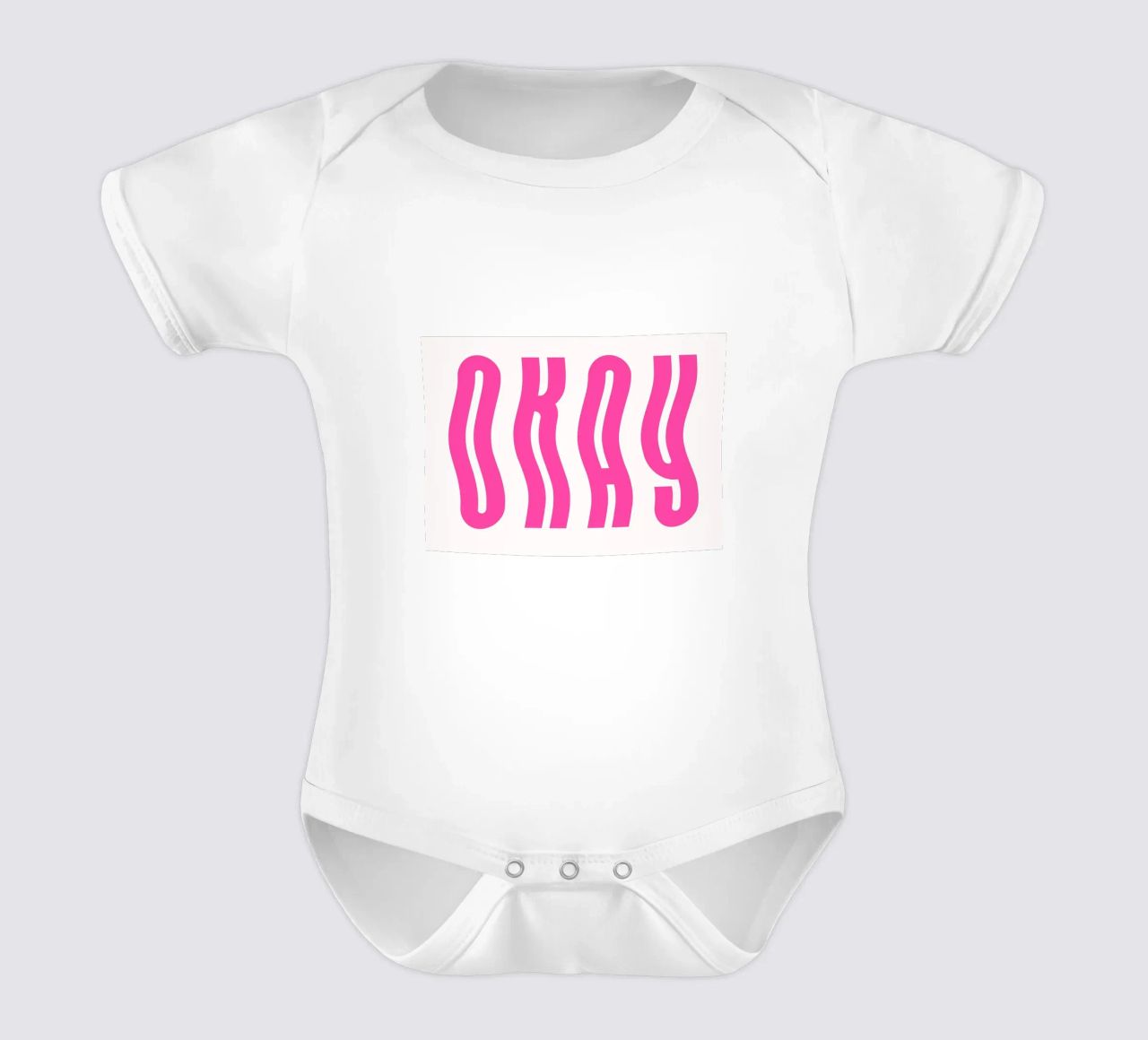 Typographic Art | Wavy OKAY Text Print short-sleeve baby romper by NorwesClub