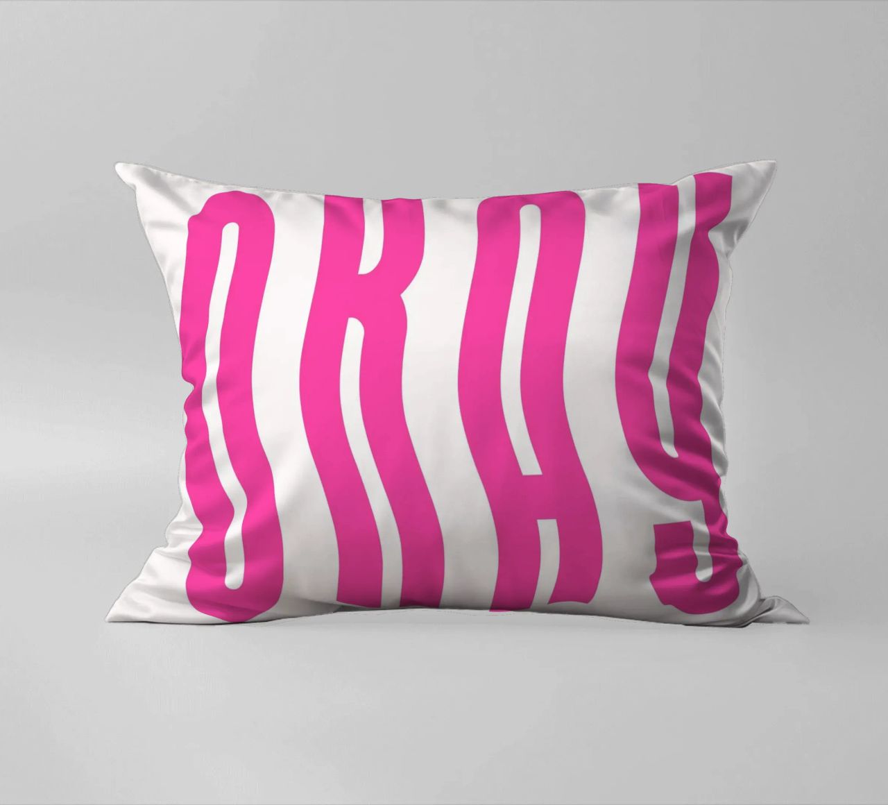 Typographic Art | Wavy OKAY Text Print decorative cushion by NorwesClub