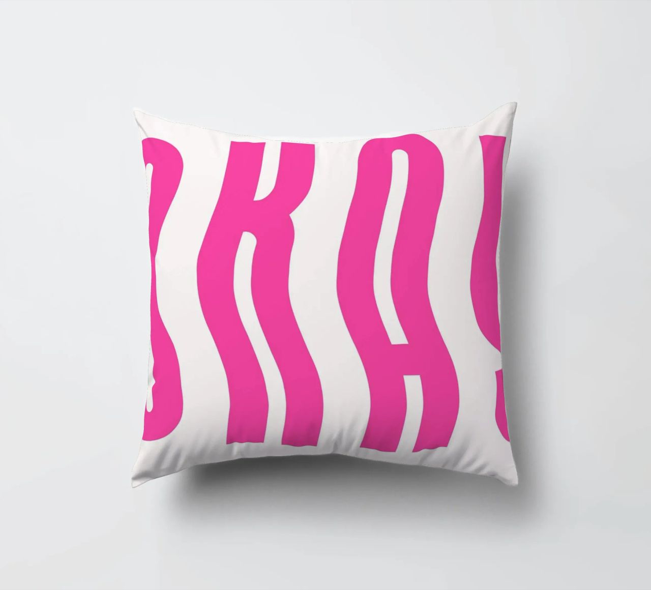 Typographic Art | Wavy OKAY Text Print decorative cushion by NorwesClub