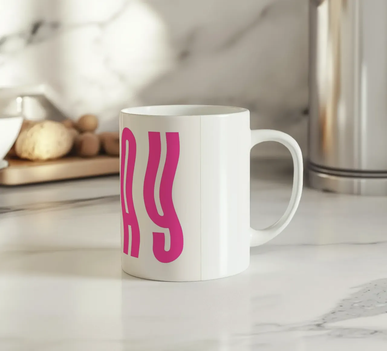 Typographic Art | Wavy OKAY Text Print ceramic mug by NorwesClub
